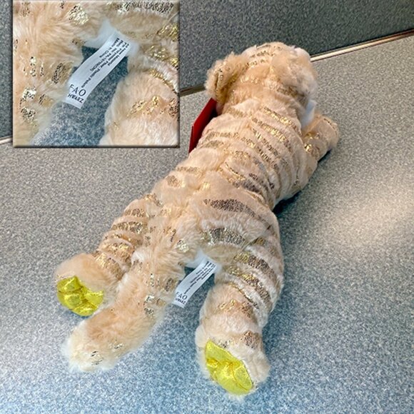 F.A.O. Schwarz®, "Adopt-A-Pets" GOLD EDITION, Plush Lying Tiger with Shimmering - Picture 3 of 5